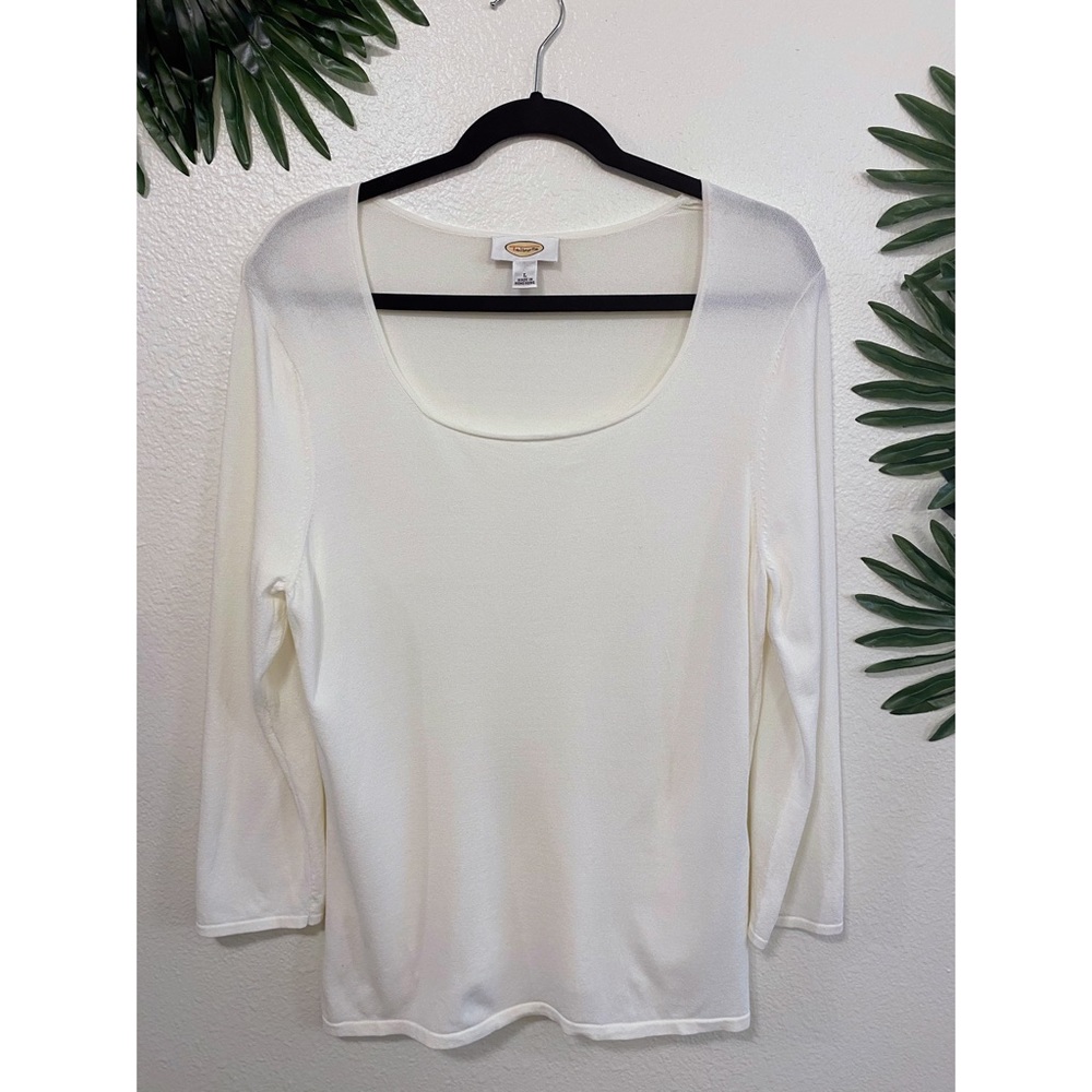 Talbots long sleeve crew neck white shirt